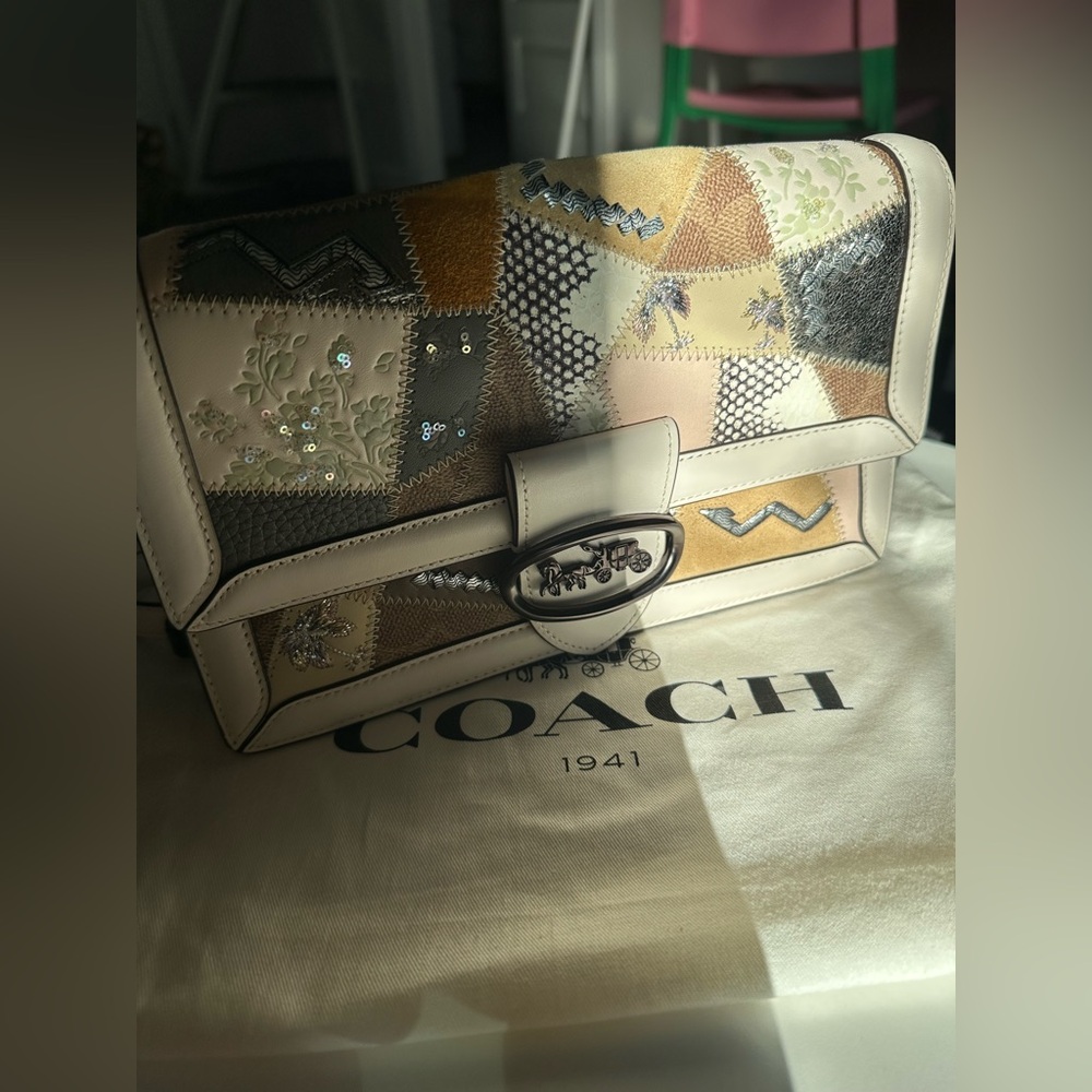 Coach Patchwork crossbody bag- Cream, Gold, Silver